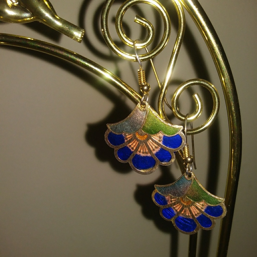 Vintage Cloisonne Pierced Earrings